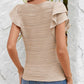Casual Wavy Textured Ruffle Sleeve Top - MegaSuperStar