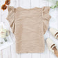 Casual Wavy Textured Ruffle Sleeve Top - MegaSuperStar