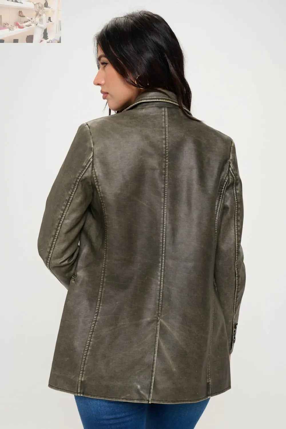 Coalition LA Single - Breasted Vegan Leather Blazer - MegaSuperStar