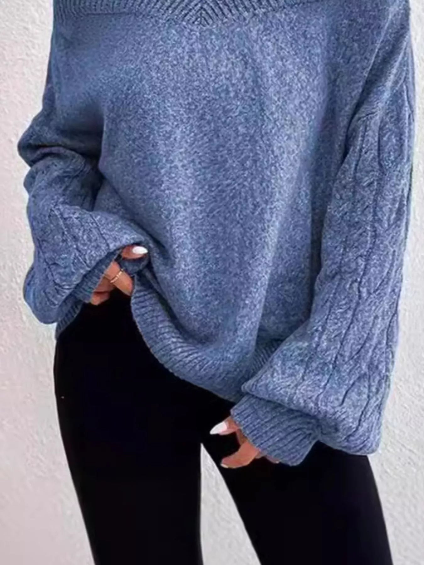 Cold Shoulder Turtleneck Sweater - MegaSuperStar