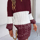 Color Block Cable Knit Sweater Dress with Textured Pattern - MegaSuperStar