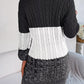 Color Block Cable Knit Sweater Dress with Textured Pattern - MegaSuperStar