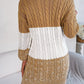 Color Block Cable Knit Sweater Dress with Textured Pattern - MegaSuperStar