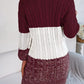 Color Block Cable Knit Sweater Dress with Textured Pattern - MegaSuperStar