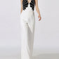 Contrast Sleeveless Wide - Leg Jumpsuit - MegaSuperStar