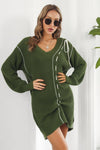 Contrast V-Neck Sweater Dress thumbnail