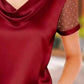 Cowl Neck Polka Dot Short Sleeve Top - MegaSuperStar