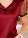 💕 Cowl Neck Polka Dot Top With Short Sleeves for Effortless Style 💕 thumbnail