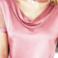 Cowl Neck Polka Dot Short Sleeve Top - MegaSuperStar