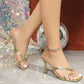 Crisscross Flare Heels Sandals - MegaSuperStar