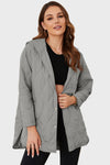 Snap Down Hooded Slit Winter Coat thumbnail