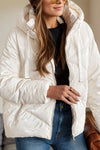 Drawstring Zip Up Long Sleeve Hooded Winter Coat thumbnail