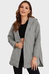 Snap Down Hooded Slit Winter Coat thumbnail