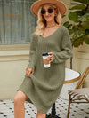V-Neck Long Sleeve Sweater Dress thumbnail