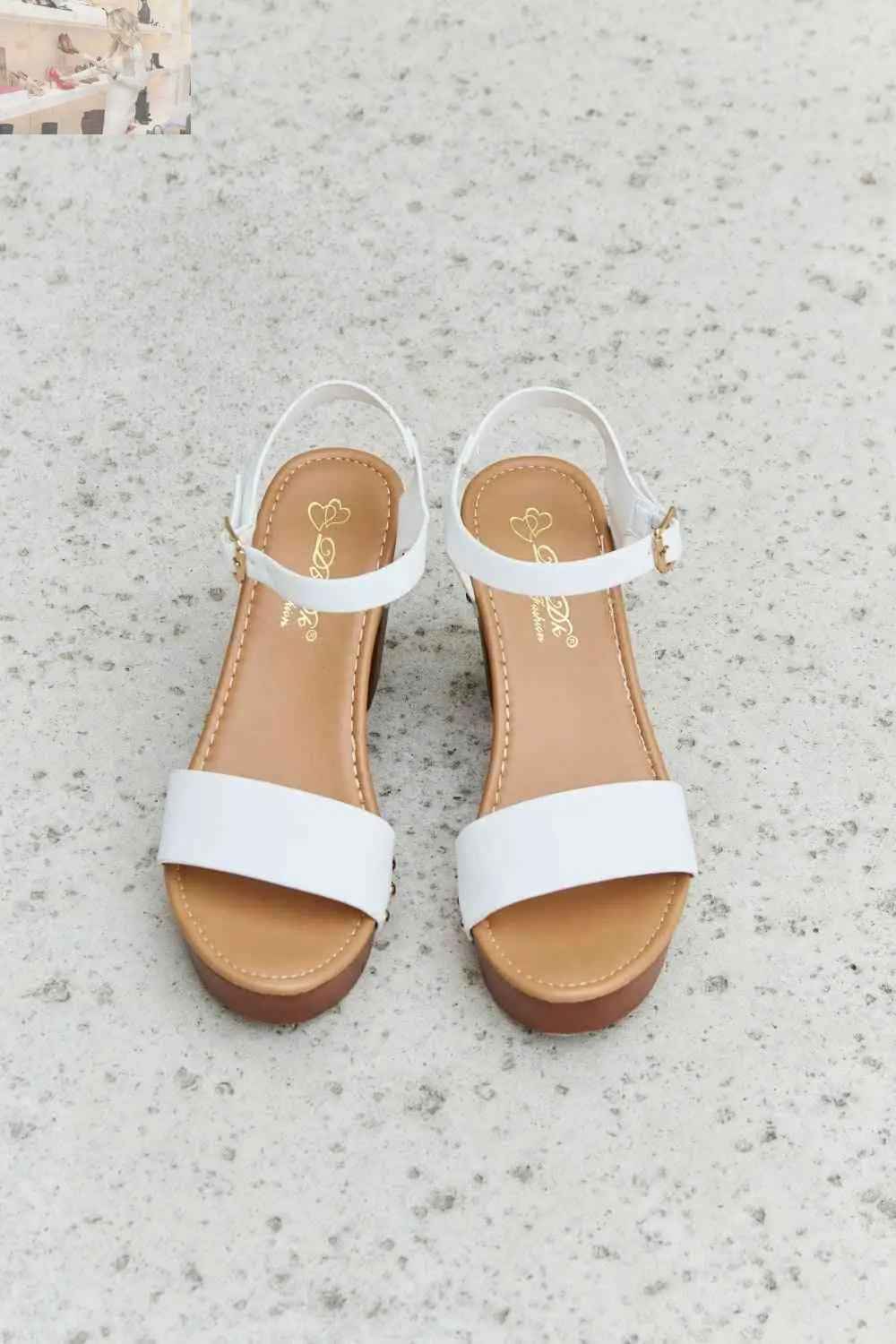 DDK Time After Time Wooden Platform Strap Heels for Stylish Comfort - MegaSuperStar