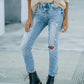 Distressed High Waist Jeans - MegaSuperStar