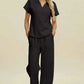 Double Take Full Size Collared Neck Short Sleeve Top and Pants Set - MegaSuperStar