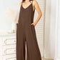 Double Take Full Size Rayon Spaghetti Strap Jumpsuit with Tied Wide Leg Design - MegaSuperStar