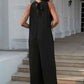 Double Take Full Size Sleeveless Cutout Jumpsuit with Tie Back - MegaSuperStar
