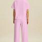 Double Take Full Size Texture Round Neck Short Sleeve Top and Pants Set - MegaSuperStar