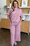 💕 Double Take Texture Top and Pants Set - Full Size Short Sleeve Fashion Ensemble 💕 thumbnail