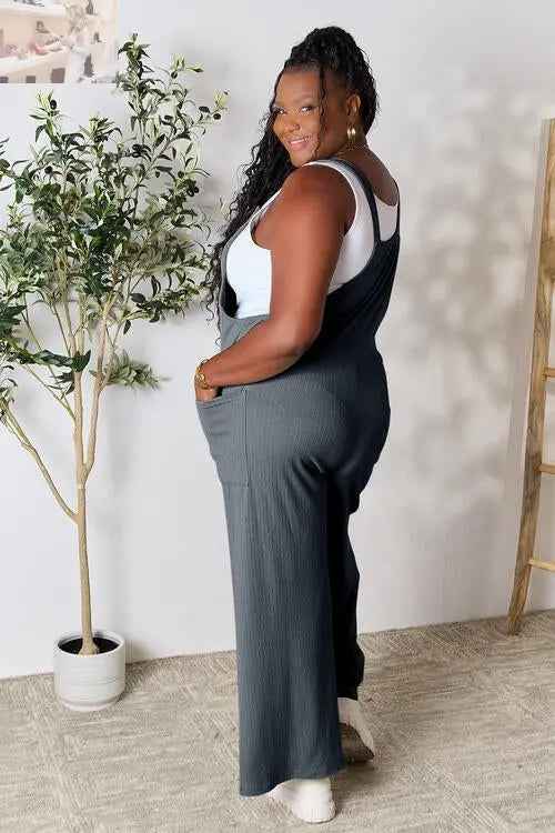 Double Take Full Size Wide Strap Overall with Pockets - Perfect for Every Occasion - MegaSuperStar