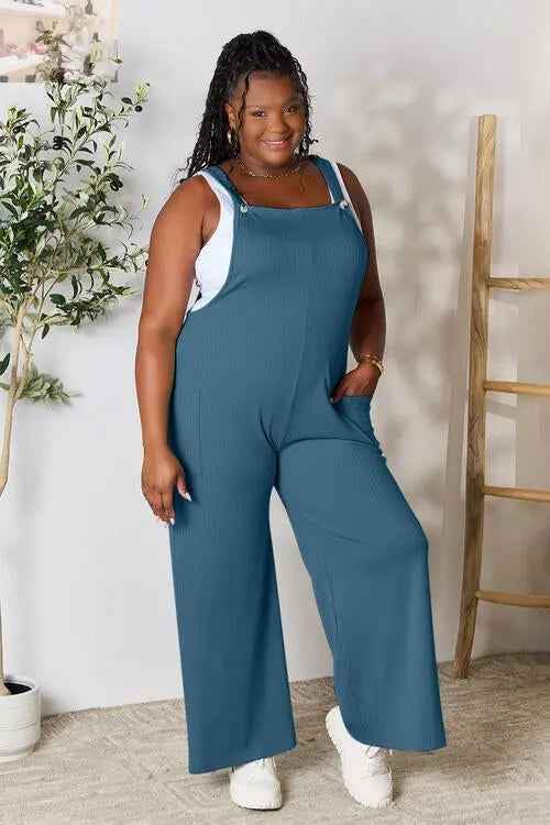 Double Take Full Size Wide Strap Overall with Pockets - Perfect for Every Occasion - MegaSuperStar