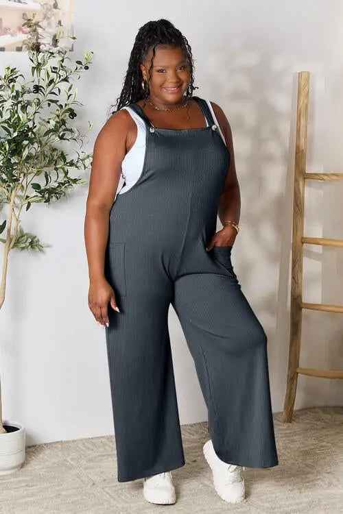 Double Take Full Size Wide Strap Overall with Pockets - Perfect for Every Occasion - MegaSuperStar