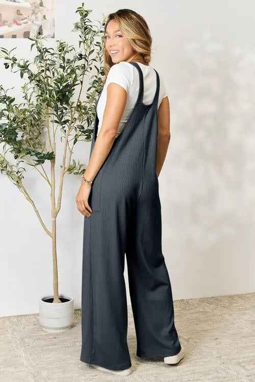 Double Take Full Size Wide Strap Overall with Pockets - Perfect for Every Occasion - MegaSuperStar