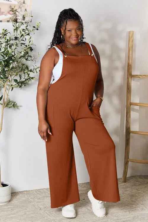 Double Take Full Size Wide Strap Overall with Pockets - Perfect for Every Occasion - MegaSuperStar