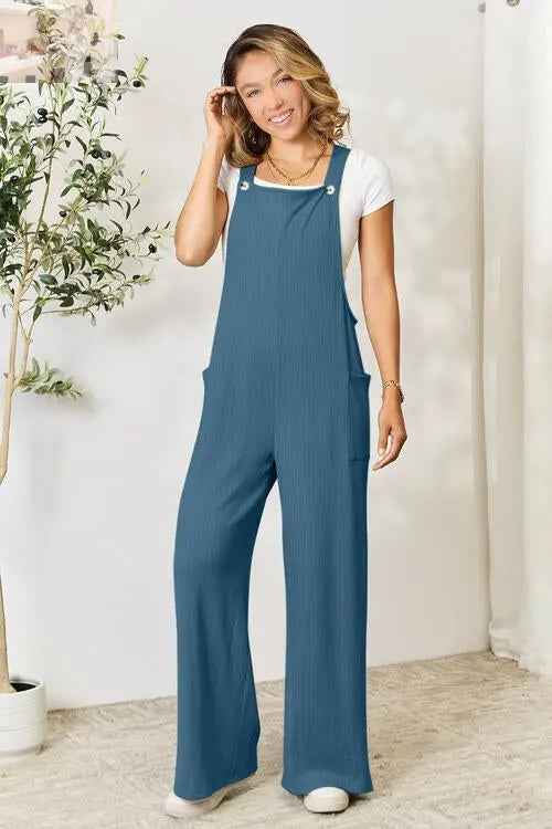 Double Take Full Size Wide Strap Overall with Pockets - Perfect for Every Occasion - MegaSuperStar