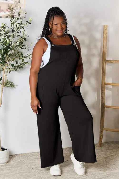 Double Take Full Size Wide Strap Overall with Pockets - Perfect for Every Occasion - MegaSuperStar