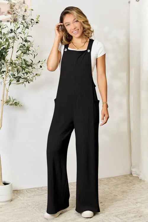 Double Take Full Size Wide Strap Overall with Pockets - Perfect for Every Occasion - MegaSuperStar