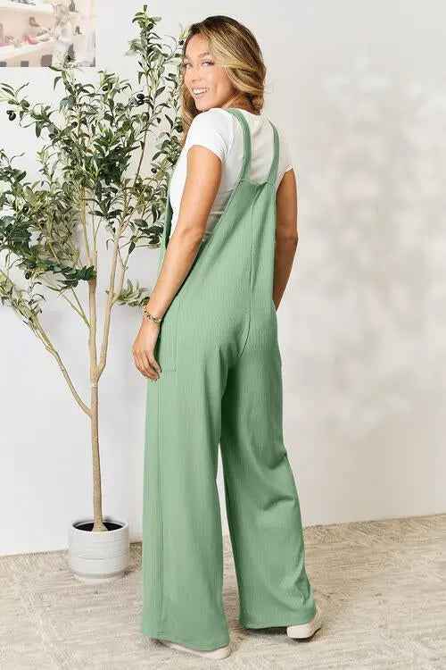 Double Take Full Size Wide Strap Overall with Pockets - Perfect for Every Occasion - MegaSuperStar