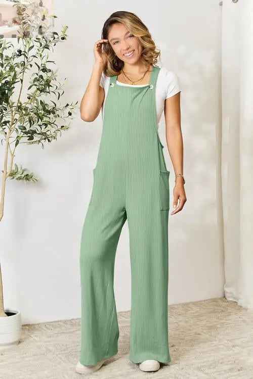 Double Take Full Size Wide Strap Overall with Pockets - Perfect for Every Occasion - MegaSuperStar