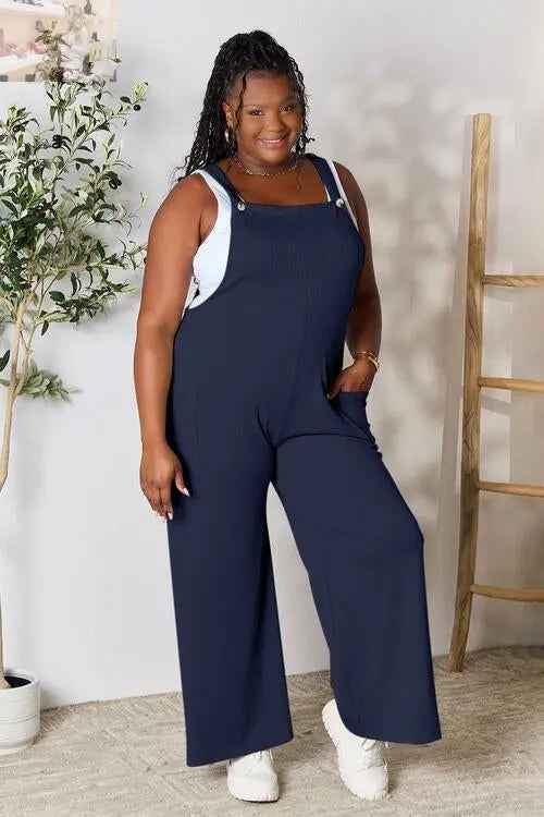 Double Take Full Size Wide Strap Overall with Pockets - Perfect for Every Occasion - MegaSuperStar