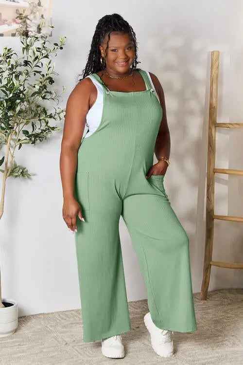Double Take Full Size Wide Strap Overall with Pockets - Perfect for Every Occasion - MegaSuperStar