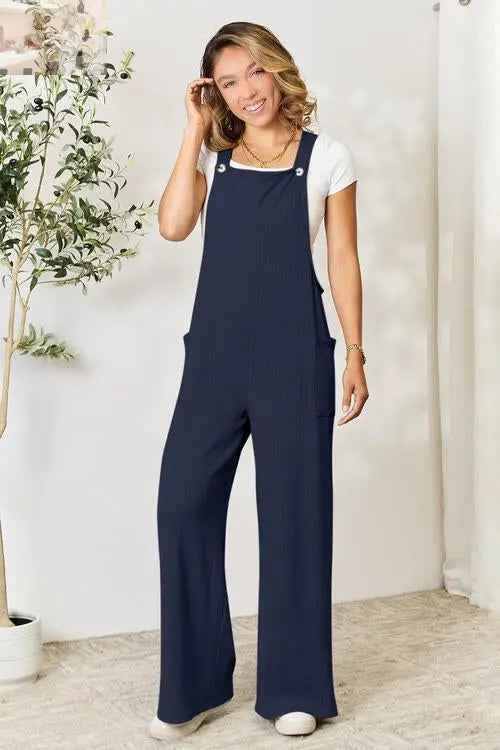 Double Take Full Size Wide Strap Overall with Pockets - Perfect for Every Occasion - MegaSuperStar