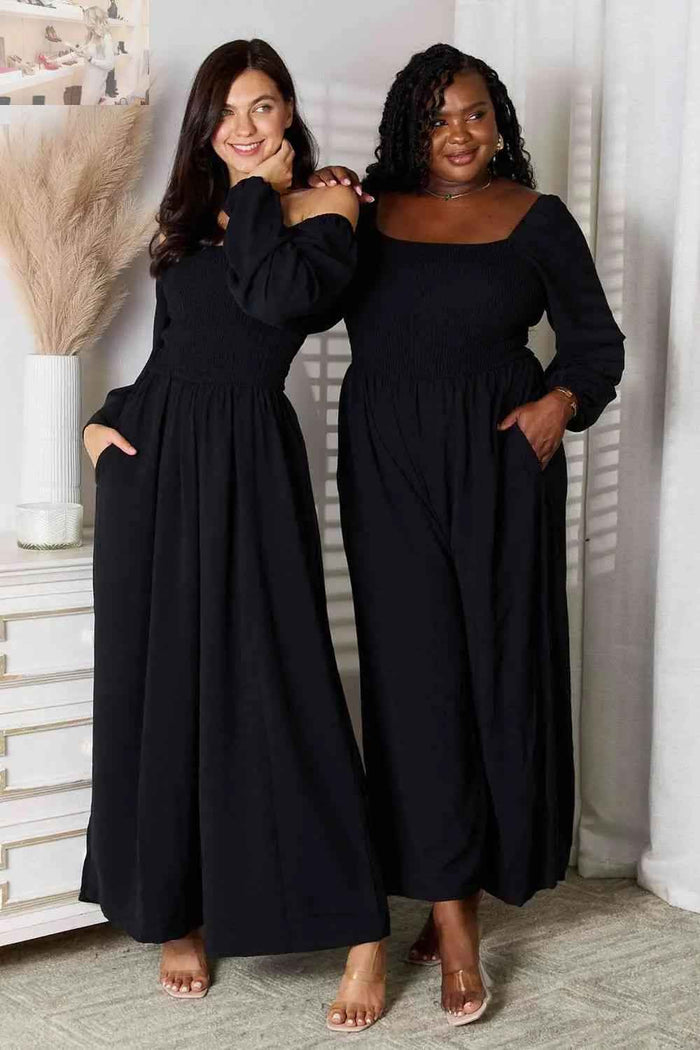 💕 Double Take Jumpsuit with Pockets - Stylish Square Neck Design 💕