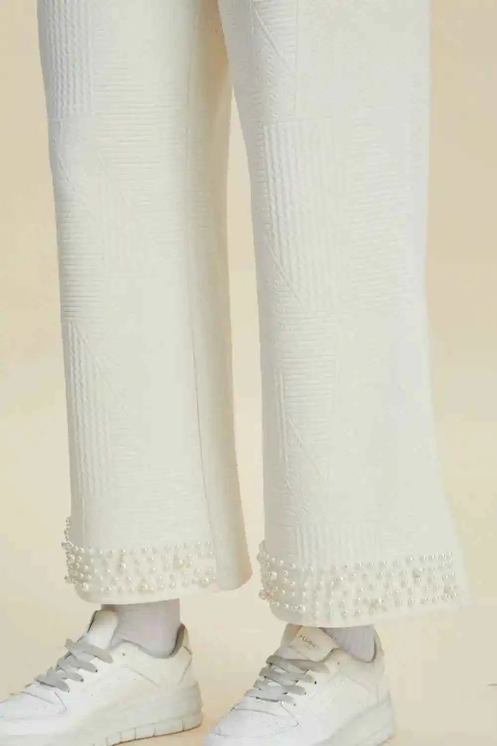 Double Take Pearl Detail Top and Pants Set for Effortless Style - MegaSuperStar