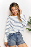 🌸 Double Take Striped Long Sleeve Top for Effortless Style 🌸 thumbnail