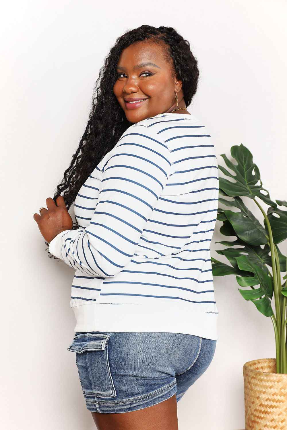 Double Take Striped Long Sleeve Top for Effortless Style - MegaSuperStar