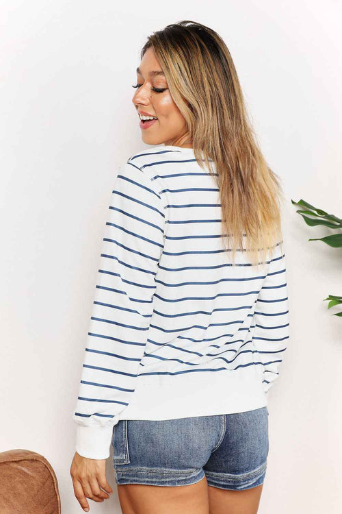 Customer styling 🌸 Double Take Striped Long Sleeve Top for Effortless Style 🌸
