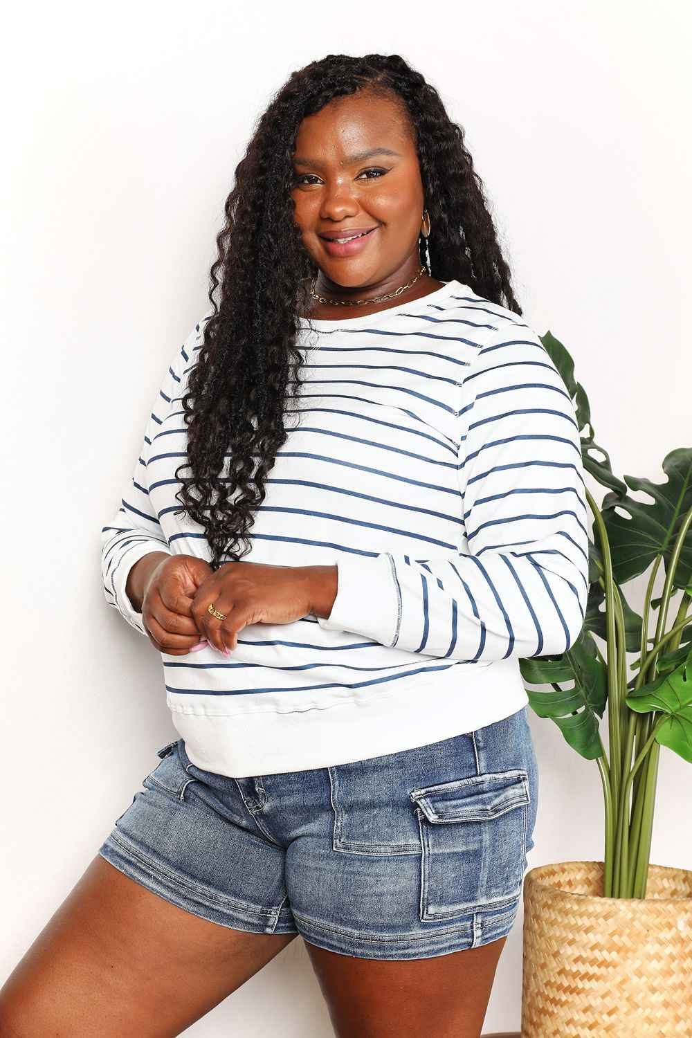 Double Take Striped Long Sleeve Top for Effortless Style - MegaSuperStar