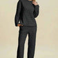 Double Take Texture Outfit - Full Size Round Neck Long Sleeve Top and Pants Set - MegaSuperStar