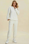 💕 Double Take Texture Outfit - Full Size Round Neck Long Sleeve Top and Pants Set 💕 thumbnail