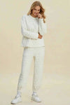 💕 Double Take Texture Outfit - Full Size Round Neck Long Sleeve Top and Pants Set 💕 thumbnail