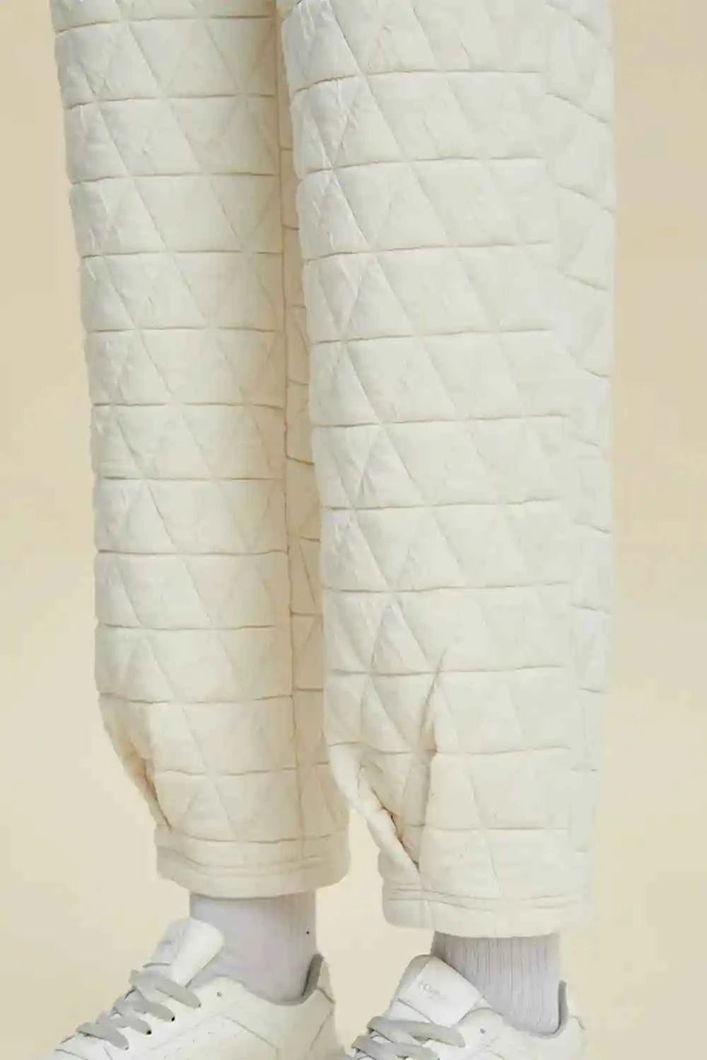 Double Take Texture Outfit - Full Size Round Neck Long Sleeve Top and Pants Set - MegaSuperStar