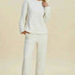Double Take Texture Outfit - Full Size Round Neck Long Sleeve Top and Pants Set - MegaSuperStar