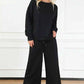 Double Take Textured Loungewear Set - Full Size Long Sleeve Top and Drawstring Pants - MegaSuperStar